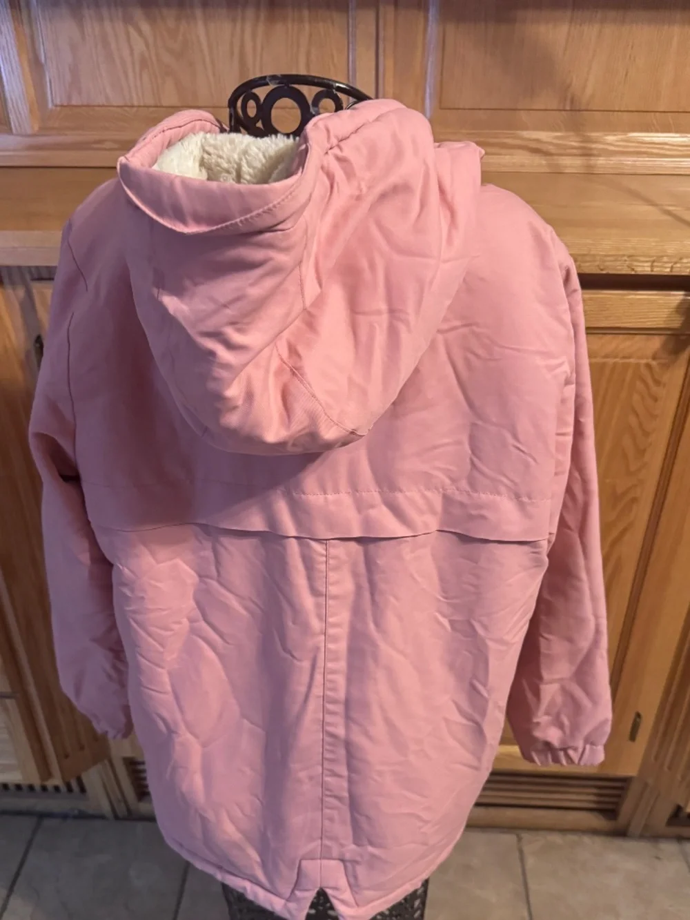 Cat & Jack Girls Blush Pink Warm Winter Coat Large Faux Fur Lined Classic Casual